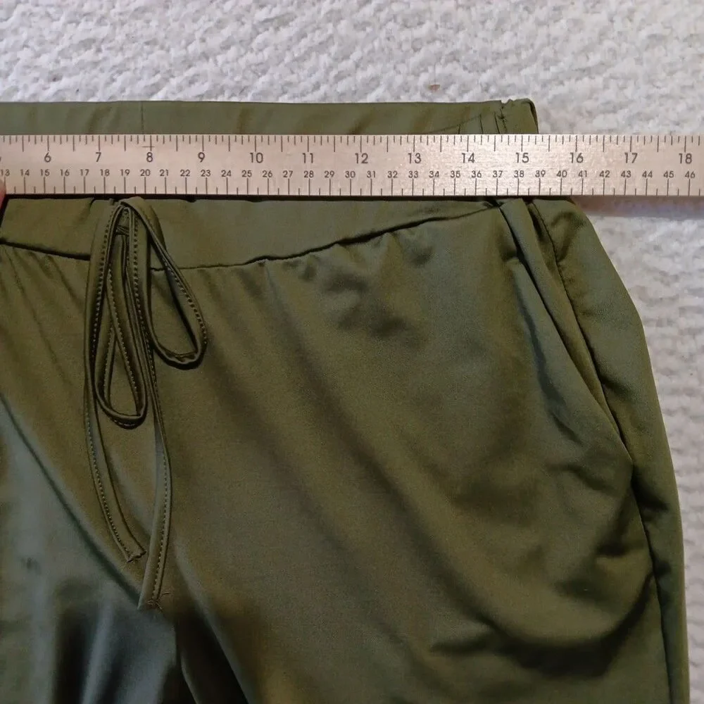 Women’s XL 3pc Loungewear Set Matching Olive Green Tank, Jogger, and Midi Duster